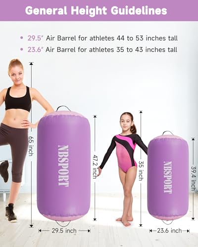 Air Barrel - Air Roller Gymnastics Barrel for Back Handspring Trainer, Air Tumble Mat with Pump for Gym Training/Yoga Balance Exercise/Cheerleading/Home and Outdoor Use - color: Purple + Pink, size: 39.4x23.6inch