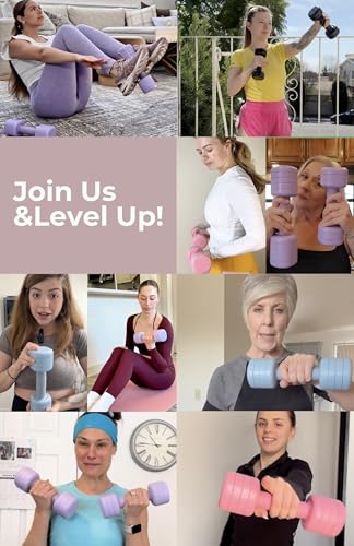 Adjustable Dumbbell Set｜2LB 3LB 4LB 5LB Light Hand Weights for Women｜One-Twist Weight Adjustment｜Non-Slip Curved Grip Handle｜Free Weights for Home Gym, Rehab, Pilates, Yoga, Strength Training - color: Lilac Purple