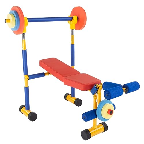 Hey! Play! Kids Exercise Equipment Collection: Strength Training, Cardio, Endurance, and Active Play Essentials - Kids Weight Bench Set - style: Kids Weight Bench Set
