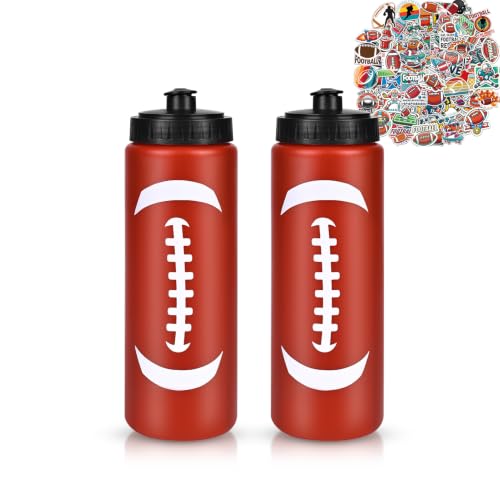 Football Party Favors, 2 Pack Water Bottles, 200 Stickers | 12 Football-Pattern Bottles, 200 Themed Stickers, BPA-Free 20 oz Design, Leak-Proof Lids, Ideal for Teams and Parties - style: 4# 2 Pack-Football