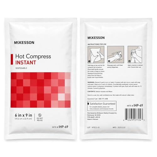 McKesson Instant Hot Packs, Instant Hot Compress, 6 x 9 in | Instant Hot Pack,Sodium Acetate / Water,Disposable,6 X 9 Inch - color: Red, size: 6x9