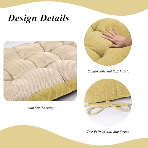 Indoor Bench Cushion for Indoor Furniture 48"x19" Yellow 1 Pc | Thick, Stay in Place, Textured Fabric, for Entryway Window Shoe Storage and Kitchen Bench, Comfort Sitting, Upgrade Decor - color: Yellow