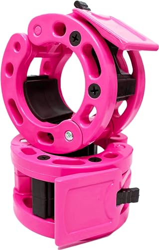 Clout Fitness Olympic Barbell Clamps Collars Quick Release Pair of Locking Weight Clips Fit 2 Inch Barbell for Weightlifting - color: Pink, style: Classic Quick Release