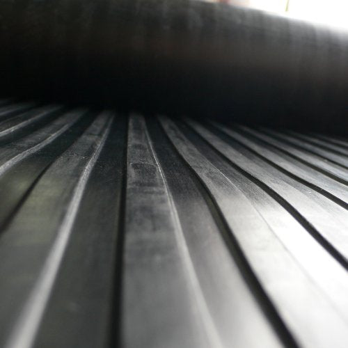 Rubber-Cal Wide-Rib Corrugated Rubber Floor Mat - 1/8 in. Thick x 3ft x 4ft Roll