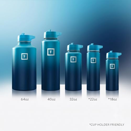 IRON °FLASK 40 oz Wide Mouth Water Bottle with Straw | Insulated Stainless Steel Sports Water Bottle with Leakproof Straw Lid - BPA Free, Cold 24 Hrs, Sweat Free (Dark Night) - color: Dark Night, style: Straw - 40 Oz (1 Lid)