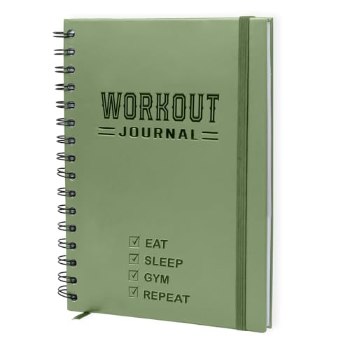 Nextnoid Hardcover Fitness Journal Workout Planner for Men & Women - A5 Sturdy Workout Log Book to Track Gym & Home Workouts - Green - color: B.Green, style: Fitness