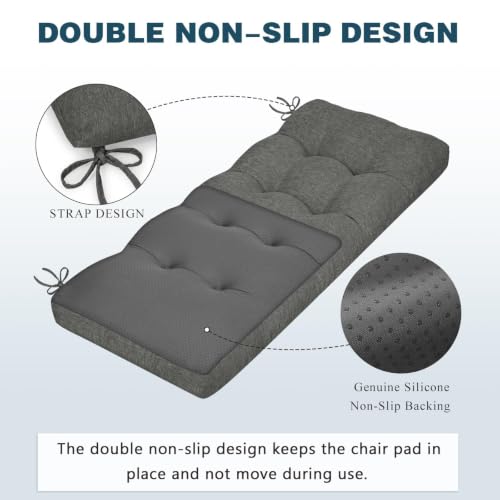 baibu 36 Inch Memory Foam Bench Cushion, Dual-Layer Patent Design Non-Slip Indoor Bench Cushion with Ties, 36x15x3Inch, Dark Grey - color: Dark Grey, size: 36x15x3 Inch (Pack of 1)