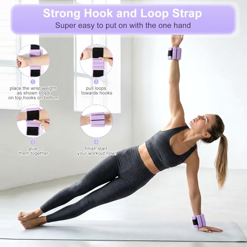 Wrist Ankle Weights for Women, Adjustable Silicone Wrist & Ankle Weights, Wearable Pilates Weighted Bracelet for Strength Training Walking Yoga Physical Therapy Home Workouts - color: Purple