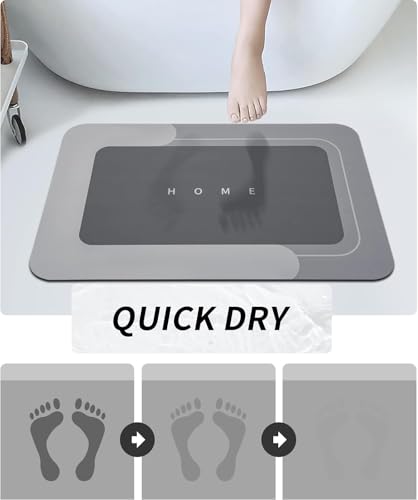 Housego Absorbent Bath Mat, Quick Dry Bath Rug, 16.93x26.77, Dark Gray | Absorbent Bath Mat Magic Rug; Quick Drying Magic Bath Mat Non-Slip Floor Rug Rubber Backed for Bathroom Kitchen Shower Sink - color: Dark Gray, size: 1'5" x 2'3" (Rectangular)
