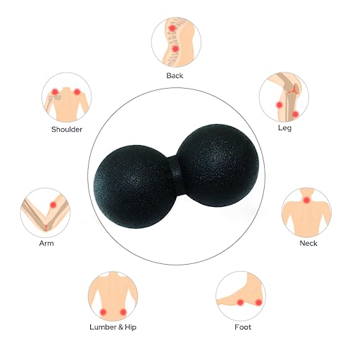 Hard Peanut Massage Ball, Double Lacrosse Massage Ball. Deep Tissue Massage Roller Mobility Ball for Physical Therapy Myofascial Release Muscle Relaxer Acupoint Massage (Black) - color: Black