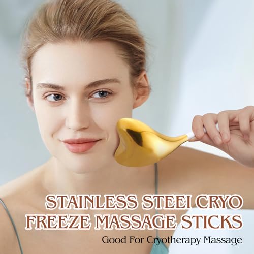 Ice Globes -Facial Skin Care Tools for Women, Cryo Sticks -Unbreakable Stainless Steel and Special Design, Esthetician Supplies Cooling Spa Globes,Mothers Day Gifts for Mom - color: Gold