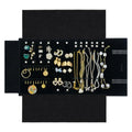 UnionPlus Velvet Travel Jewelry Case Roll Bag for Necklaces Brackets Earrings Rings, Black - color: Black Multi, size: Medium