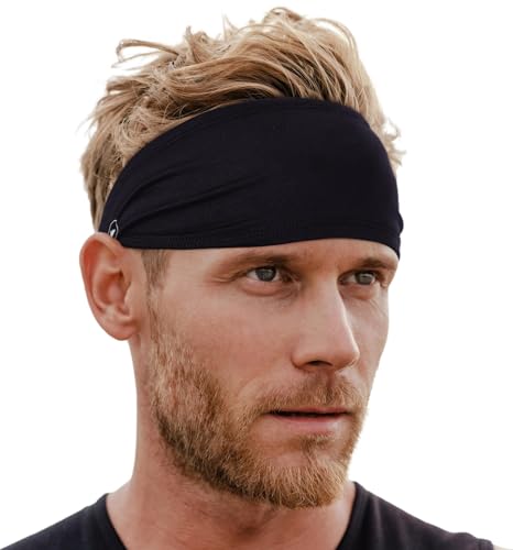 Tough Headwear Mens Headband | Sweat Headbands for Men Women Working Out Running Sports – Athletic Sweat Band Exercise - color: (1 pack) Black