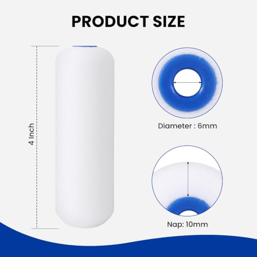 Mister Rui Foam Paint Roller - Small Paint Roller, Mini Paint Roller & Paint Roller Cover 4 inch for Painting Walls, Cabinets, Cupboards, Doors - color: 10 Pcs 4" Double-rounded