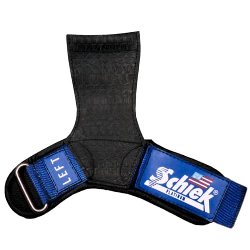 Schiek Sports Model 1907 Platinum Edition Ultimate Grips - 3 in 1 Weight Lifting Straps Wrist Wraps and Grip Pads - color: Blue, size: Large