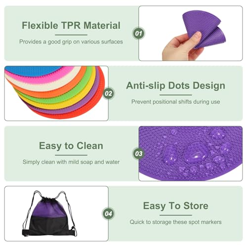 Spot Markers, Poly Spot Marker for Agility Training Floor Dots Non Slip Flat Field Cones - color: Purple, size: 15 cm/5.9inch
