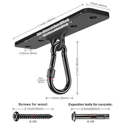 Dolibest Heavy Bag Hangers Brackets, Punching Bag Hangers, Heavy Bag Ceiling Mount for Body Weight Strength Training Systems, Aerial Yoga Swing & Hammock, Resistance Band - color: 600lb Heavy Bag Hanger