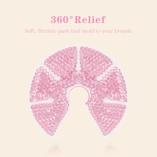 Hot/Cold Breast Gel Ice Packs Breast Cooling/Heat Pads Relief for Breastfeeding, Nursing Pain, Mastitis, Engorgement, Swelling, Plugged Ducts | Boost Milk Let-Down & Production,2 Pack (Pink) - color: Pink