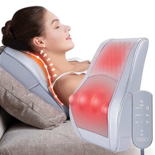 Boriwat Back Massager with Heat, 3D Kneading Massage Pillow for Back, Neck, Shoulder, Leg Pain Relief Deep Tissue, Gifts for Women Men Mom Dad(Light Gray) - style: Light Gray