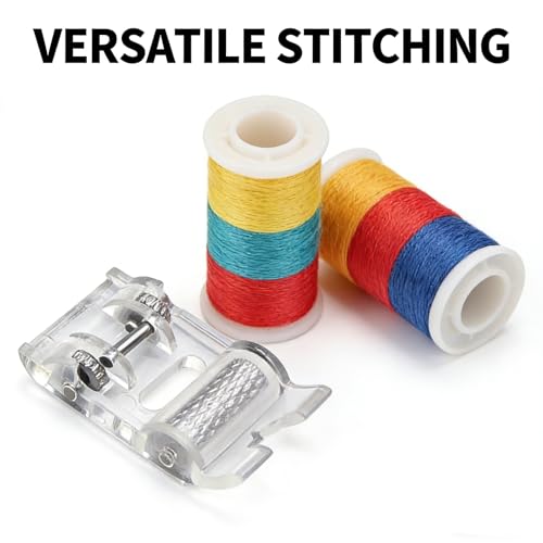 4 Pcs Roller Sewing Machine Presser Foot, Low Shank Snap-On Compatible with Singer Brother Janome Juki & More Sewing Machines, Ideal for Fabric Sewing & Craft Projects