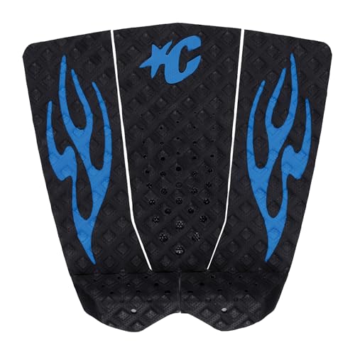 Creatures of Leisure Ethane Ewing Lite Pin Tail Ecopure Traction Pad, EcoPure Organic Additive, 8mm Teardrop Wide Arch Bar - color: Black Cobalt Flames