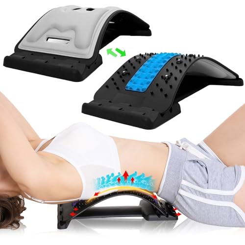 Back Stretcher with Lumbar Support for Back Pain Relief - Dual-Sided 3-Level Adjustable Spinal Decompression lumbar board (Blue) - color: Blue