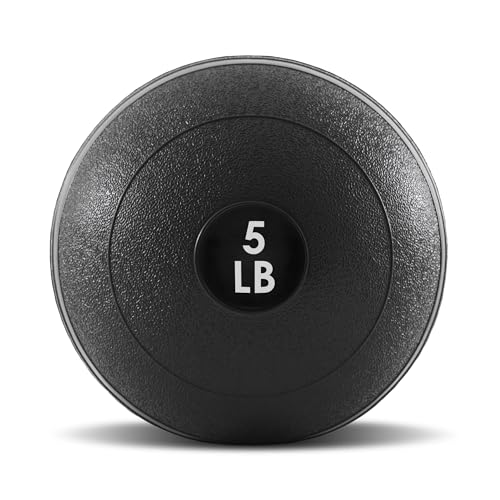 ProsourceFit Slam Medicine Balls 5, 10, 15, 20, 25, 30, 50lbs Smooth and Tread Textured Grip Dead Weight Balls for Strength and Conditioning Exercises, Cardio and Core Workouts - color: Classic - Black, size: 5 LB