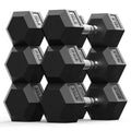 PAPABABE Dumbbell Set, Rubber Encased Home Gym Dumbbells, Weight Dumbbells for Women & Men, Hand Weights for Home Gym & Strength Training - size: 105 lb Set (Pair of 15, 17.5, 20), style: Chrome Grip