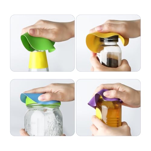 4Pcs Rubber Jar Opener, Circle | Heat-insulated, Non-Slip Gripper Pads, Multi Function Can Opener, Easy Opening/Arthritis Weak Hands - size: 4Pcs-Circle