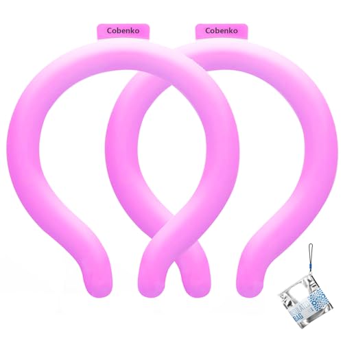 Neck Cooling Tube with Cold Insulated Bag,Neck Cooler Wraps,Reusable 18℃/64℉ Ice Neck Ring Wearable Body Cooling Products for Summer (Rose*2) - color: Rose*2