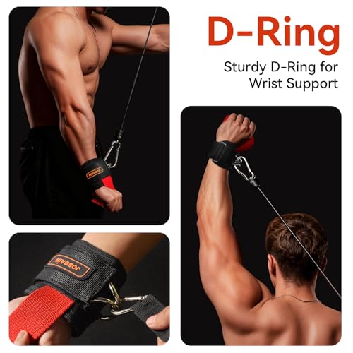 1 Pair Weight Lifting Straps with D Rings for Cable Machine Workout, Neoprene Padded Wrist Straps for Weightlifting Deadlifting, Non-Slip Wrist Support for Men Women - color: Red