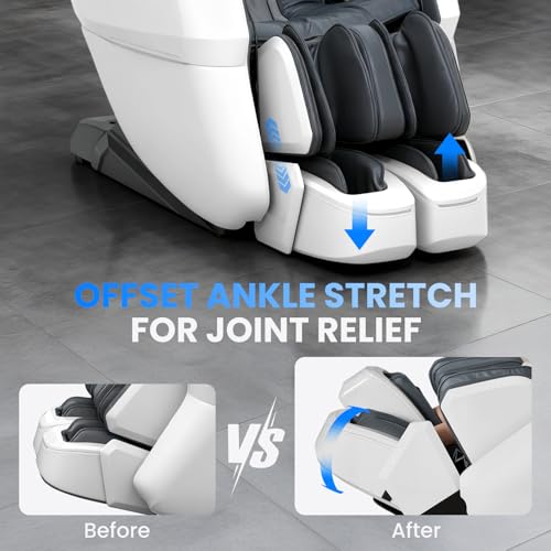 4D Massage Chair Full Body, Unique 2026 Space Walk & Ankle Stretch, Zero Gravity SL-Track Shiatsu Massage Chair Recliner with Electric Calfrest Extension & Foot Rollers, AI Voice, S002 White - color: White