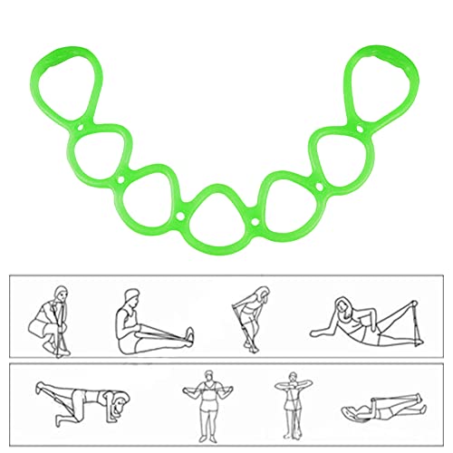 7 Ring Stretch Resistance Exercise Band, Workout Bands Yoga Stretching for Home Fitness, Foot, Leg and Arm Exerciser Stretch Band, Center Workout Walking Exercise - color: Green