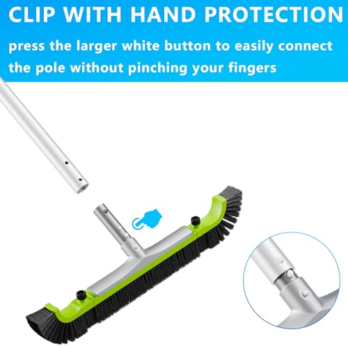 Sepetrel 20” Pool Brush Head for Cleaning Walls,Heavy Duty Inground/Above Ground Swimming Pool Scrub Brushes with Premium Strong Bristle & Reinforced Aluminium Back - size: 20" Curved Edge