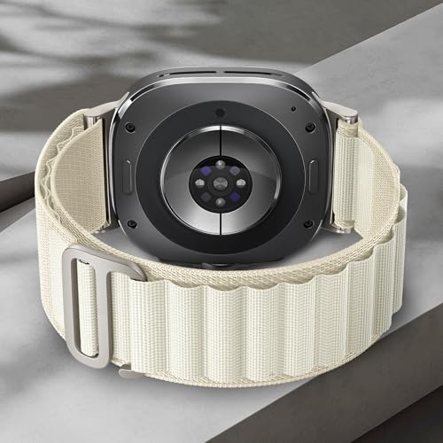 Trail Band for Samsung Galaxy Watch Ultra Bands 47mm Men/Women,Rugged Fabric Nylon Alpine Sport Loop Strap for Samsung Galaxy Watch 7 Ultra Band 47 mm 2024 Breathable Replacement Wristband - color: 02-Starlight
