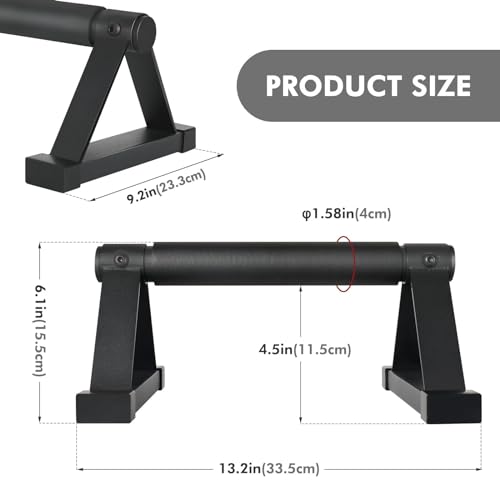 Wood push up bars Parallettes bars Anti-slip Handstand Bars for Calisthenics, Fitness, Floor workouts Solid Wood with Sturdy Metal Bracket, Support 500 lbs - color: Black 2