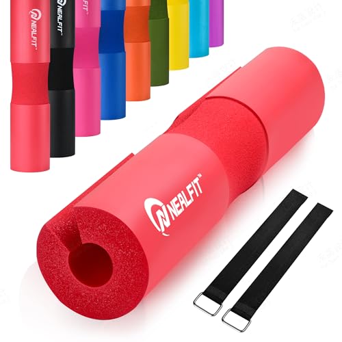 NEALFIT Barbell Pad Squat Pad for Squats—Squat Bar Pad—Great for Weightlifting,Lunges and Hip Thrusts—Foam Sponge Pad—Fit Standard and Olympic Bars Perfectly - color: Red