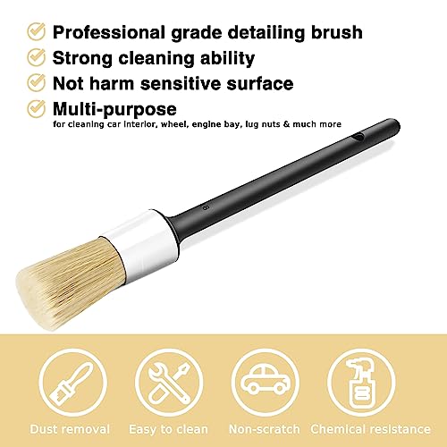 HMPLL 10pcs Car Detailing Kit, Premium Detailing Brush Set Includes 5 Soft Car Detailing Brushes, 3 Wire Brush, 2 Air Vent Brush for Cleaning Car Interior and Exterior Detailing, White - color: white