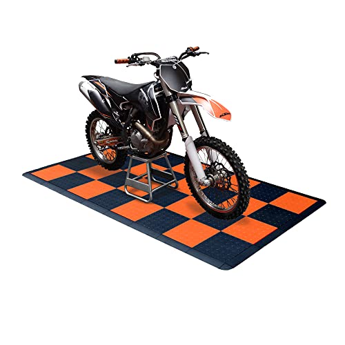 Speedway Garage Floor Mat Kit for Motorcycle, Small, Checkered - Black/Orange - color: Checkered - Black/Orange, size: Garage Kit - Motorcycle