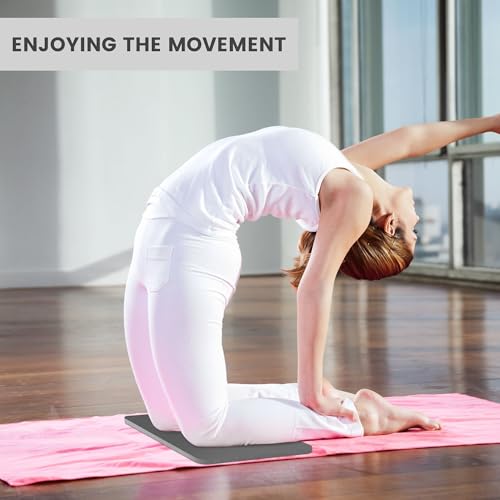 Yoga Knee Pad Cushion, 24 x 9.8 x 0.8 in Thick Mini Yoga Mat, Odor-Free NBR Workout Mat with Storage Strap, Small Exercise Mat for Yoga, Pilates, Kneeling, Planks & Home Gym - color: Gray
