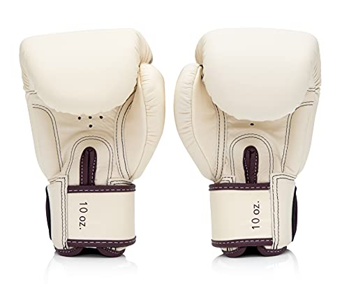 Fairtex BGV16 Leather Compact Muay Thai Boxing Gloves - color: Khaki, size: 16 oz