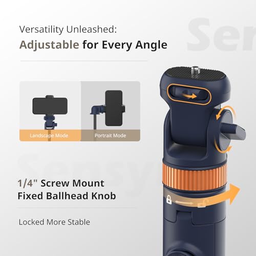 Sensyne 72" Phone Tripod, Extendable Selfie Stick with Detachable Phone Holder Compatible with All Cell Phones/Camera Blue - color: Blue