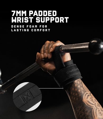 Gymreapers Weight Lifting Straps With Dowel - Wrist Straps for Weightlifting - Workout Deadlift Wrist Weights - Reinforced Stitching & Padded Fit Gym Accessories for Strength & Gym Hand Grip - color: Black/Black