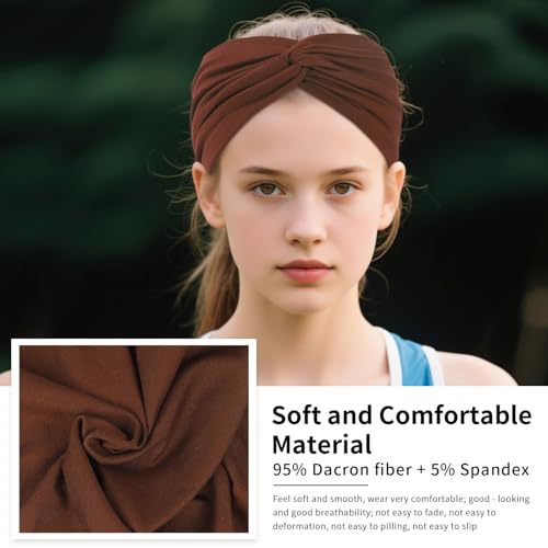 8 Pcs Stretchy Headbands for Women, Absorbed Sport Headband Soft Twist Knotted Hairbands for Daily Life Yoga Workout(Widen) - color: Colour Series
