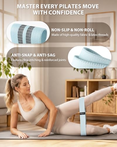 LIONSCOOL Pilates Ring Set - 14" Anti-Deformation Magic Circle with Padded Handles, 9" Mini Ball, Non-Slip Fabric Resistance Bands, Guide & Bag - color: Black