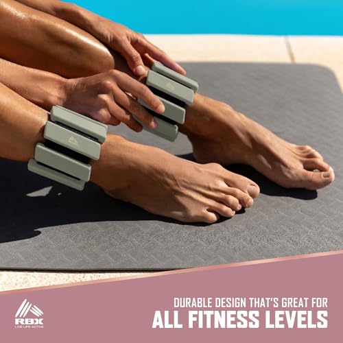 RBX Adjustable Ankle & Wrist Weights, Customizable for Pilates, Yoga, Walking, Barre, Home Workouts & Strength Training - color: Olive
