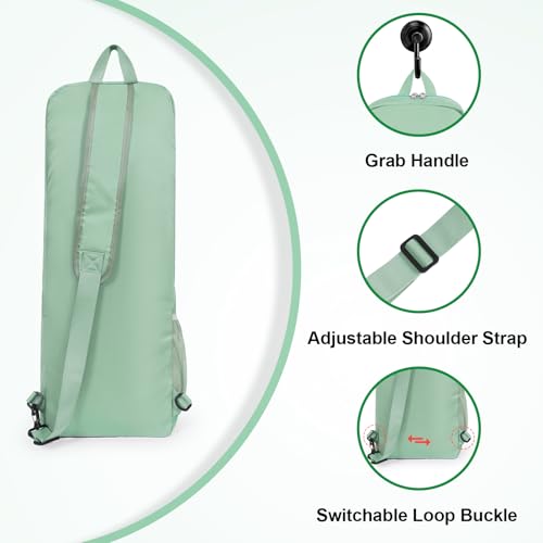 Yoga Mat Bag Carrier Side Mesh Zipper Pocket Exterior Wet Compartment Lightweight Waterproof Yoga Bag for Mat - color: Green