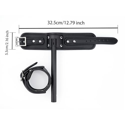 Heavy Duty Stainless Steel Expandable Spreader Bar with 4pcs PU Black--Pink Skull Pattern Detachable Adjustable Straps,Workout Bar for Home Indoor Gym Training Kit - style: Integration Black+Black PU Kit