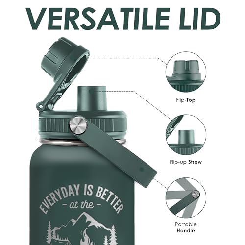 Camping Insulated Stainless Steel Water Bottle 32oz, Everyday is Better with the Campsite, Vacuum Chug Lid Travel Tumbler for Men Friends Dad Brothers Camping Lovers, Gift for Birthday Christmas - color: Camping
