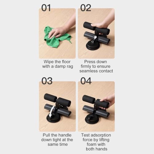Sit Up Machine and Ab Machine with Puller Elastic, Abs Master Foot Holder with Double Suction, Ergonomic Design for Abdominal Muscles Training for Ab Workouts, Sit-Ups and Core Exercises. - color: Grey